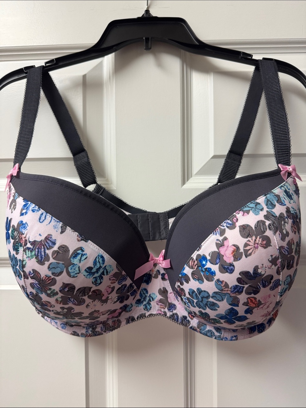 Freya Underwire Bra - Multicolor Flower Print - Dk Gray / Pink - US 36I (UK 36G)